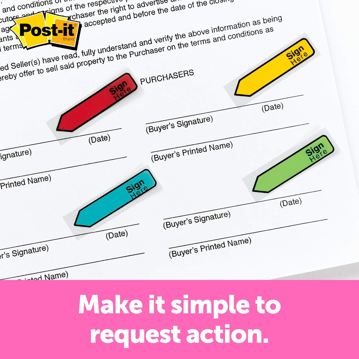 Assorted Color SIGN HERE Arrow Flag Set, 1/2x1-3/4, 4 Colors, 120/Dispenser (MMM684SH): Home & Kitchen