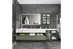 TIZAZO 52IN Green Bathroom Vanity with Sink - Bathroom Vanity with Smart LED Defogging Mirror & Ample Storage Space | Intelli