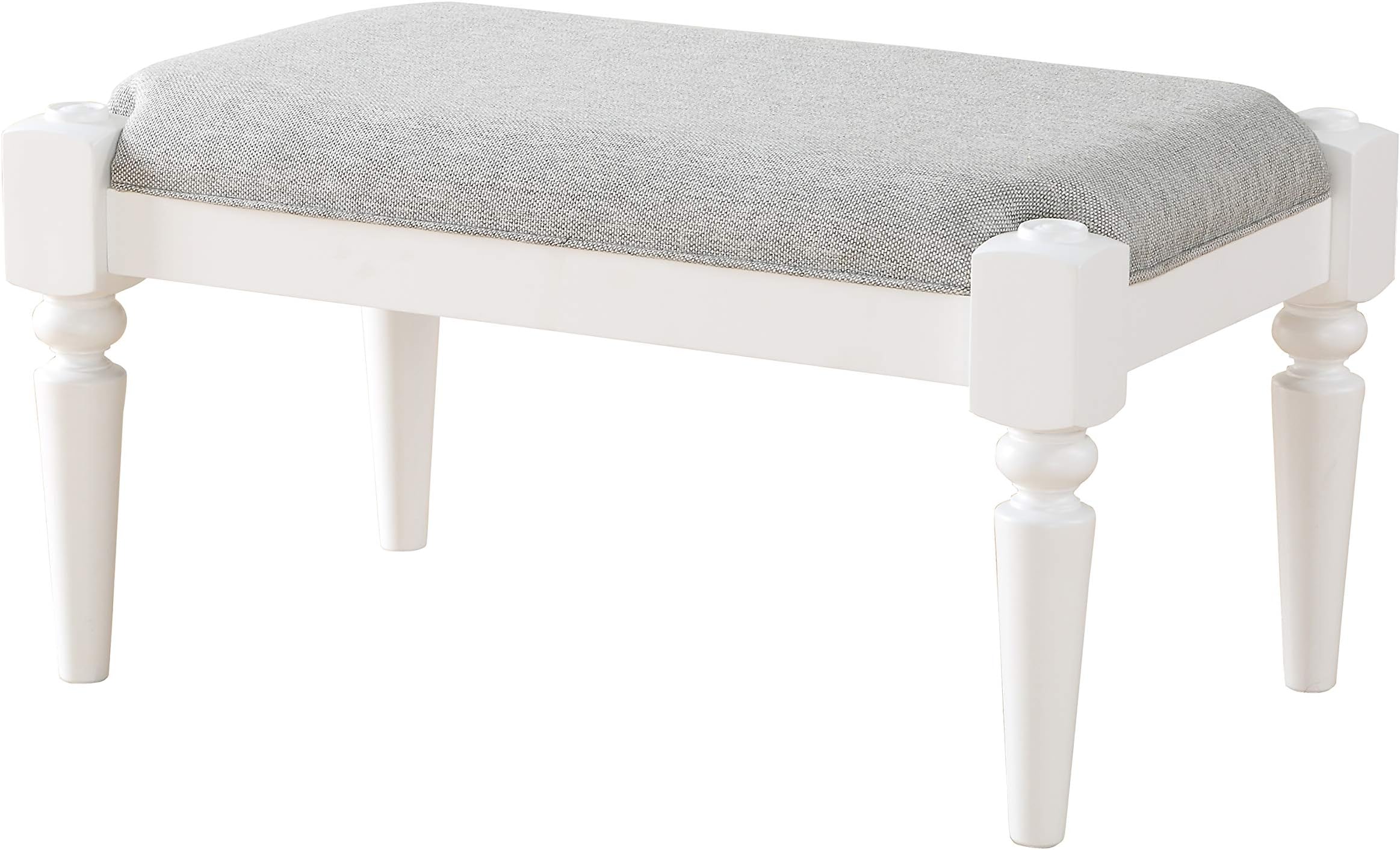 InRoom Furniture Designs - White Finish Wood Jenny Lind Upholstered Bench