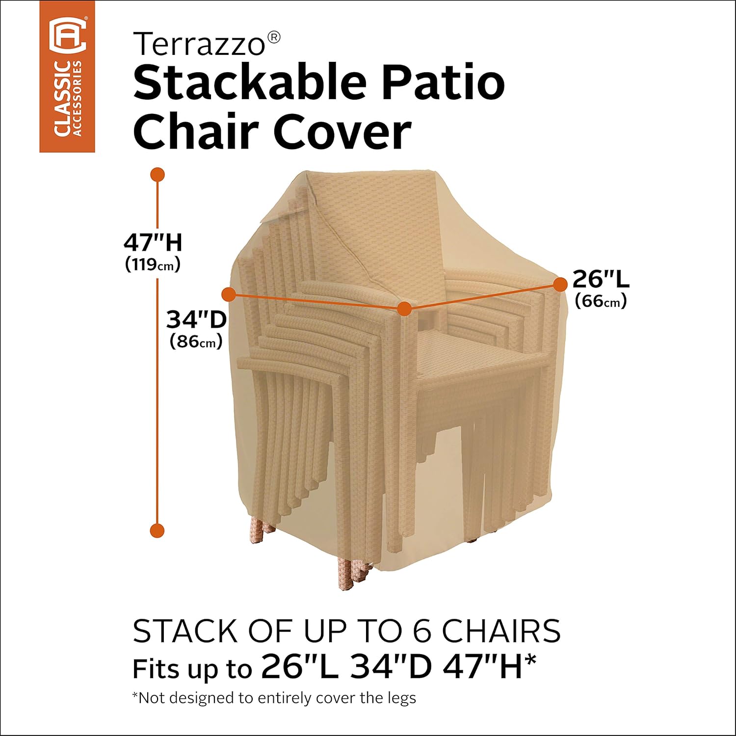 Classic Accessories 58972-EC, Stackable Chairs, Sand : Patio Chaise Lounge Stack Cover : Garden & Outdoor