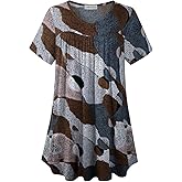 LARACE Plus Size Tunic Tops for Women V Neck Pleated Casual Blouses Summer Shirts