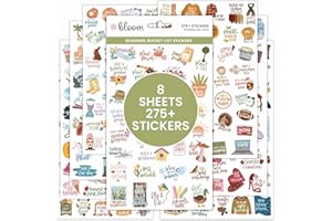 bloom daily planners Seasonal Bucket List Planner Stickers - Spring, Summer, Fall, Winter Activity Goals for Adults - 8 Sheets / 275+ Illustrations - Adventure Icons for Planning or Scrapbooking