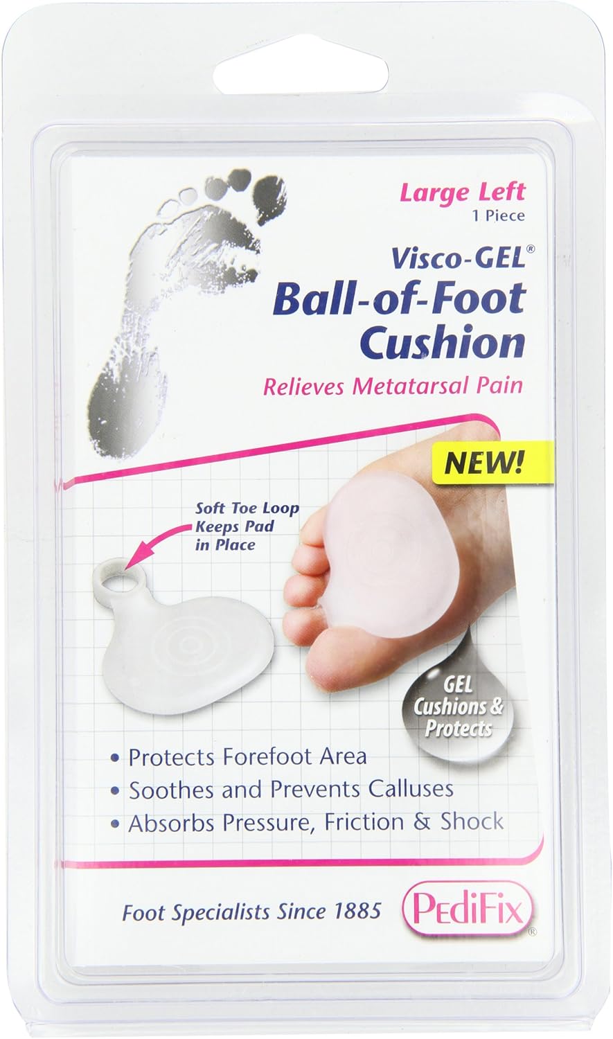 PediFix Visco-gel Metatarsal Pad with Toe Loop, Large Left: Health & Personal Care