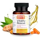 Vitality Rescue Omega 3 with Turmeric Curcumin Supplement, 30 Capsules | Fish Oil DHA EPA, BioPerine &amp; CurcuWin 46X Absorption, Supports Joint, Muscle, Heart &amp; Brain Health