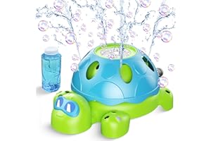 NOGOAL Water Sprinkler for Kids, 2-in-1 Sprinkler Toys with Bubble Machine, Turtle Toddler Outdoor Backyard Games Splashing Toys for Summer Fun, Children's Sprinkler for Kids Age 3-5 4-8 Girls Boys Gift