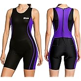 Wixen Women’s Triathlon Suit – Padded One-Piece Sleeveless Trisuit with Rear Zipper for Running, Swimming, Cycling