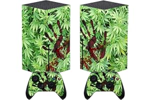 PlayVital Blood Handprint Weeds Custom Vinyl Skins for Xbox Series X, Wrap Decal Cover Stickers for Xbox Series X Console Con