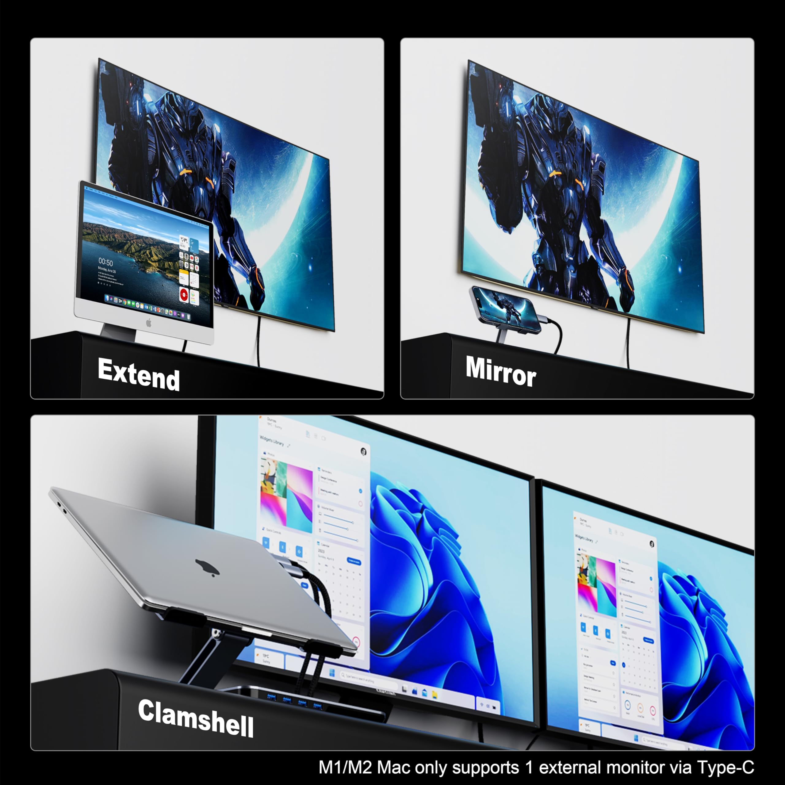 BENFEI USB C to HDMI 6 Feet Cable [4K@60Hz, Aluminum Shell, Nylon Braided], USB Type-C to HDMI Cable [Thunderbolt 3/4/5] Compatible for MacBook Pro/Air/iPad Pro 2023/2022/2021/2020/2019, Gray