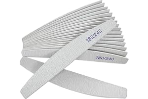 AHATOPIA Nail Files (12 Pack), 180/240 Grit Wooden Emery Board Nail File Double Sided Wood Emory Fingernail Files for Natural Nails Professional Reusable Manicure Pedicure Curved