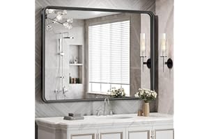Brightify 40x30 Inch Black Metal Framed Mirror, Black Bathroom Mirror for Wall, Bathroom Vanity Mirror for Wall, Modern Rectangle Wall Mirror for Bathroom, Vertical or Horizontal