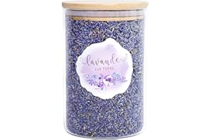 Lavande Sur Terre 4 Cups Lavender in Small Glass Bottle, Highland Dried Lavender Flower Buds, LV-G-2