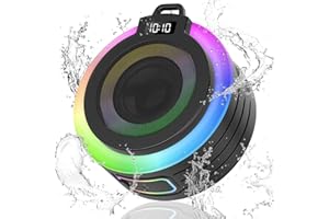 CONYAT Bluetooth Shower Speaker, Portable Bluetooth Speaker Stereo Sound with Suction Cup/Lanyard, Built-in Mic, IPX7 Waterproof Wireless Speakers Bluetooth 5.4 for Bathroom, Party, Beach, Black