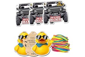 BEEN DUCKED You've Been Duck Card, Ducking Game Card, Ducked Tags, Rubber Duck for Tags, Yellow Dcuk and Car Design, With Round Hole and Rubber Band, 50Pack