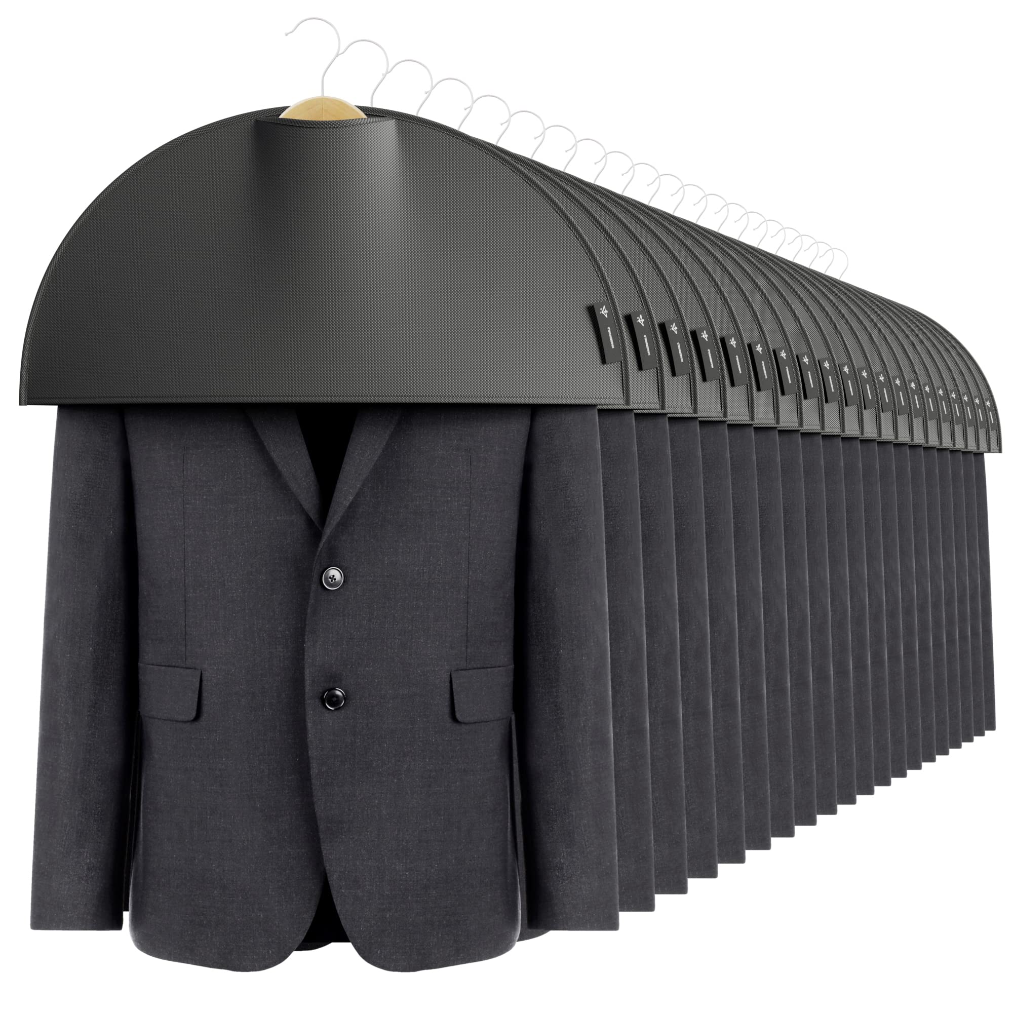Hangerworld 20 Small Black Breathable Shoulder Clothes Suit Shirt Jacket Cover Protect Storage.