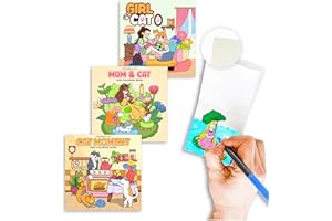 Chason & Co Mini Coloring Book Adult Bulk - Small Coloring Books for Adults | Bold and Easy, Cute Art for Teens & Women Stress Relief | 50 Pages x 3 Pack Travel Size + Bleed Guard Page (Mom Cat)