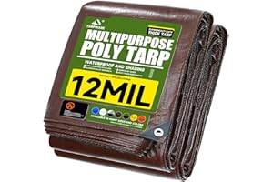 Tarpware 12Mil 10'x12' Brown/Black Tarp Heavy Duty Waterproof Durable Poly Tarpaulin, with Grommets&Reinforced Edges UV Resistant Tarps, Cover for Vehicle/Pool/Boat/Tent/Construction site