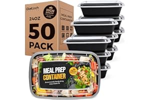 GLOTOCH EXPRESS Glotoch 50Pack 24OZ Meal Prep Containers Reusable Microwave Safe,Upgrade Durable Food Storage Containers With Lids,To Go Containers For Lunch/Takeout, Stackable,Dishwasher/Freezer Safe