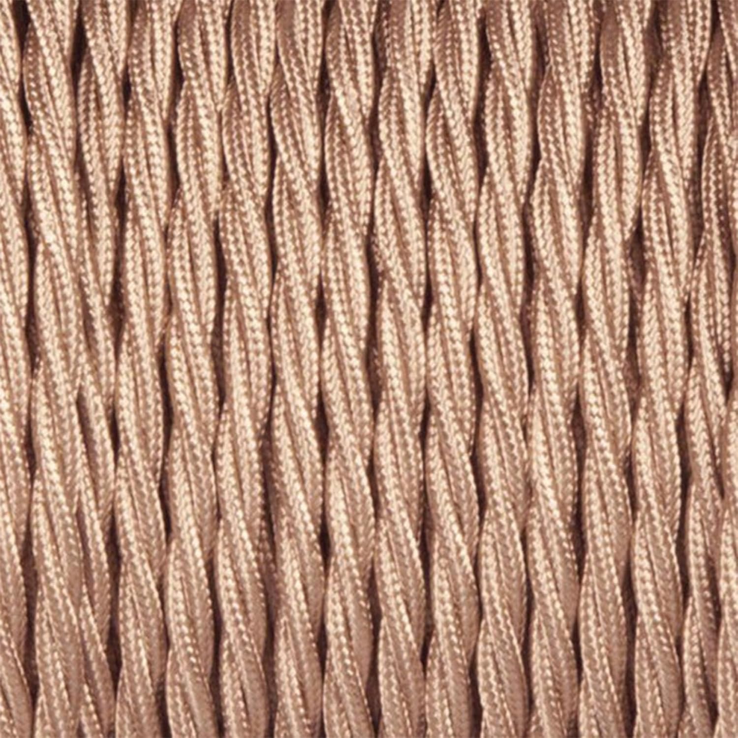 DC Voltage 10 Meter 3 Core Vintage Twisted Electric Cable Fabric Covered Wire Italian Braided 0.75 mm Electrical Cable Flexible Wire for Lighting Other Appliances (Rose Gold, Twisted)
