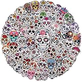 64pcs Skull Stickers -Candy Sugar Skull Sticker Waterproof Decals for Water Bottles Laptop Luggage Computer Scrapbooking Teens Adults Girls Kids Funny Party Birthday Decorations