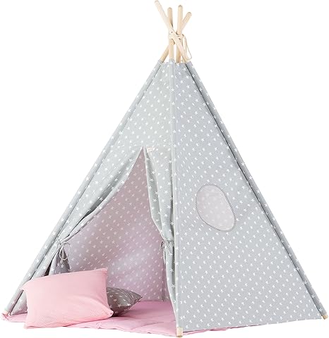 Wigiwama Gris étoiles Teepee Avec Tapis Rose Amazonfr