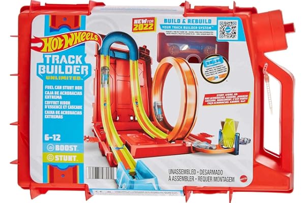 Hot Wheels Toy Car Set, Track Builder Unlimited Playset Fuel Can Stunt Box, 14 Component Parts & 1:64 Scale Vehicle