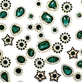 50PCS Mixed Size Green Opal Sunflower Claw Rhinestones for DIY Crafts, Clothes, Shoes, Bags (8mm-18mm)