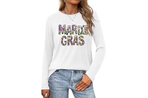 ZYLKOR Mardi Gras Shirts for Women Tuesday Carnival Party Costume Mardi Gras Outfits Long Sleeve Tops
