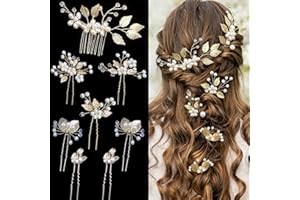 8 Pieces Bridal Wedding Hair Pins Gold Leaf Crystal Pearl Hair Pins Clips Flower Headpiece Vintage Wedding Hair Accessories f