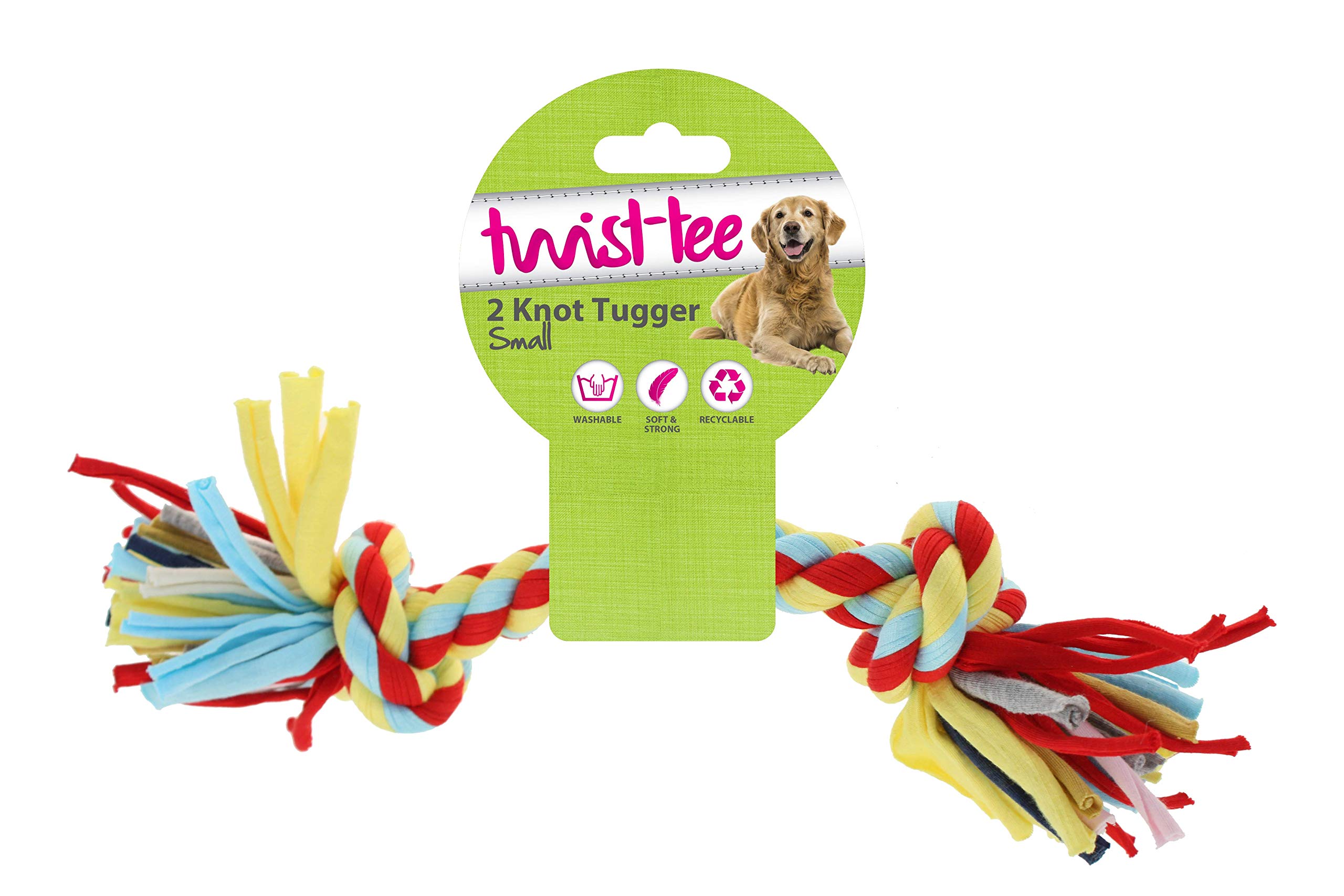 Happy Pet Nuts For Knots Twist-Tee Dog Tugger Toy 2 Knot Cotton Machine Washable Interactive Outdoor Playing Fetch Retrieve Pet Accessory - Large