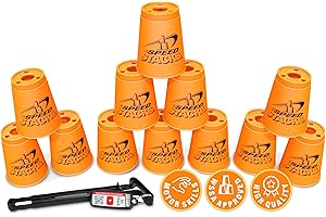 Speed Stacks | Official Sport Stacking Set, Orange - 12 Cups and Holding stem | Top Grade Materials, Low Friction | WSSA Approved