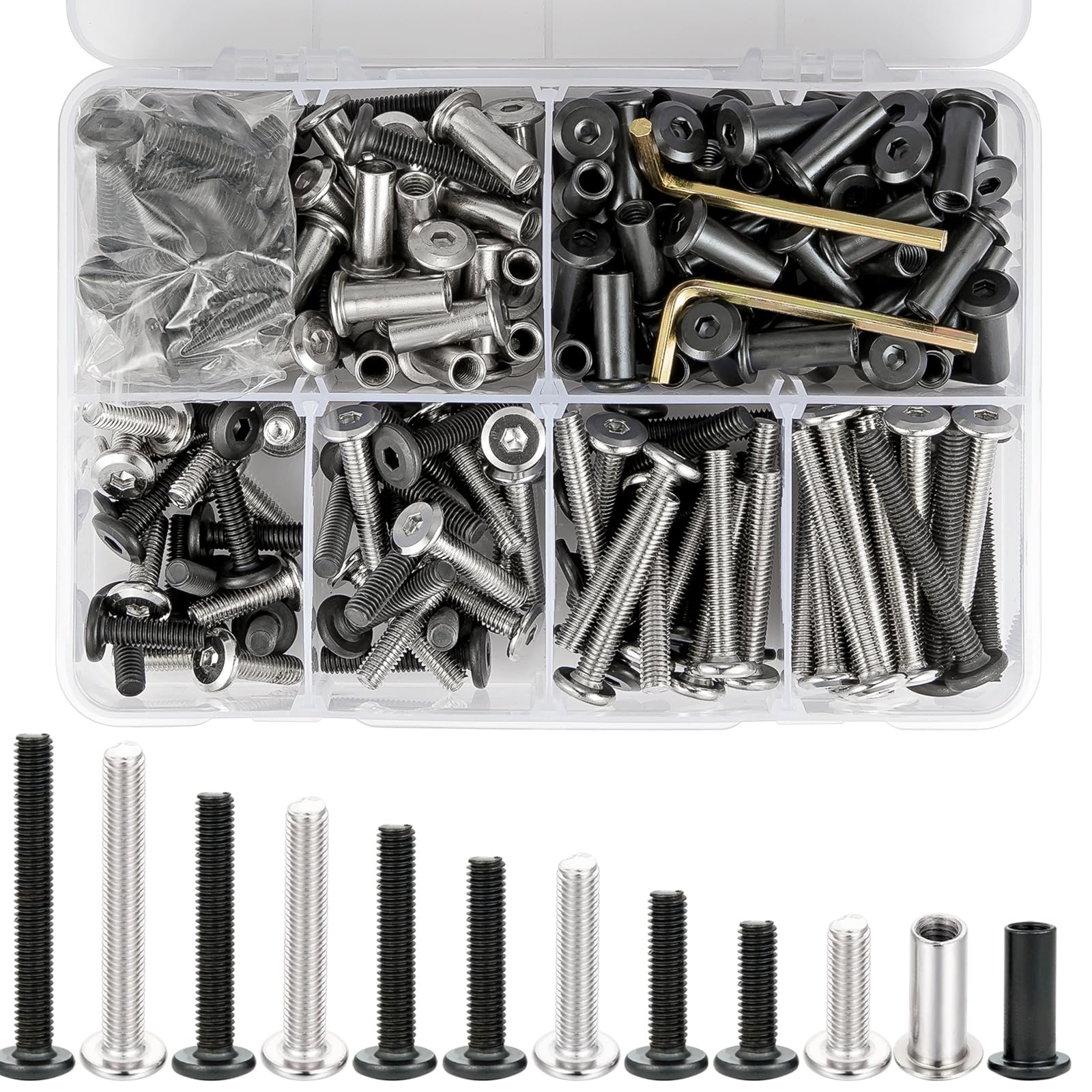 Xrfoiniu 100 Set Mixed Sizes Furniture Bolts - Bulk