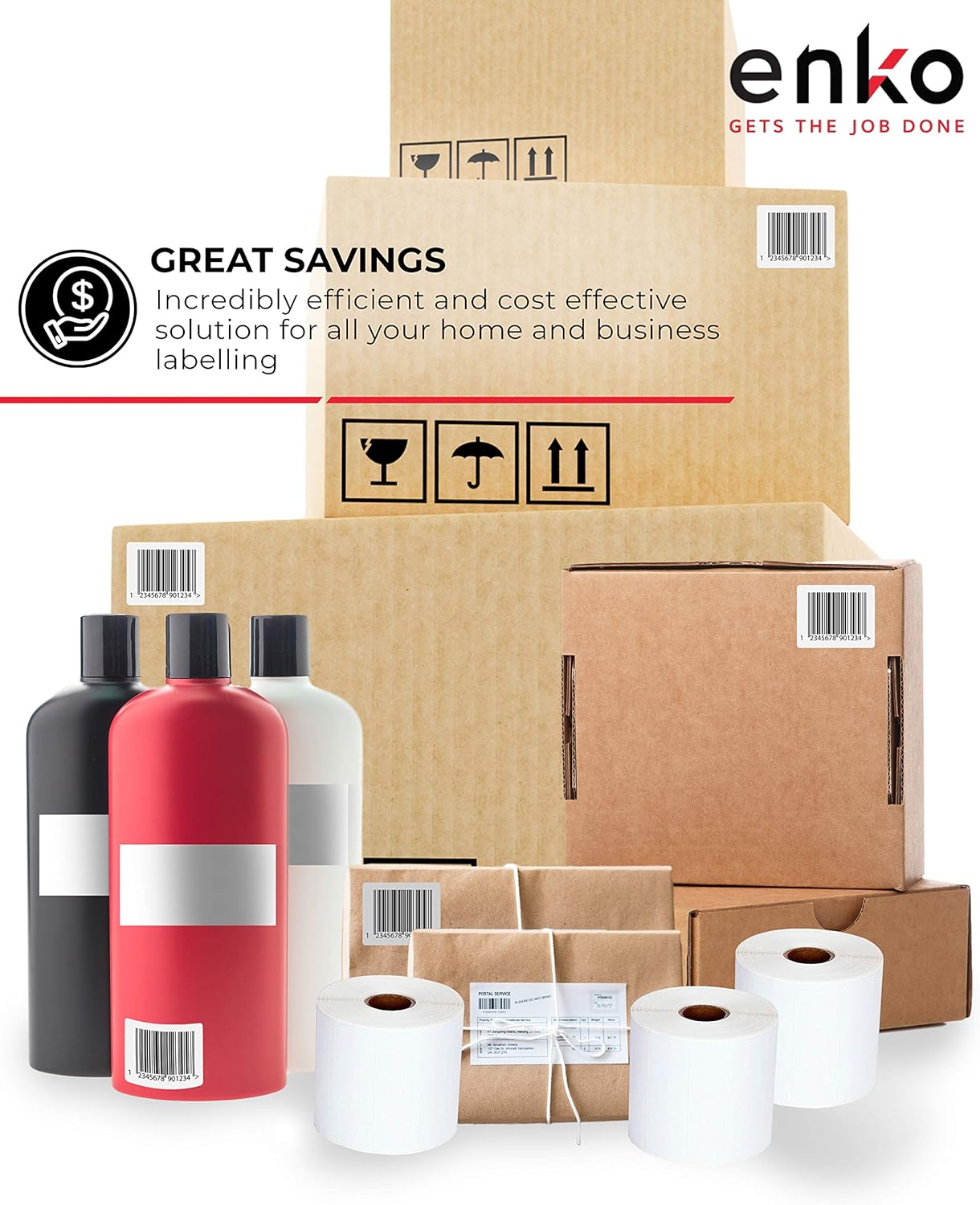 enKo (3 Rolls, 4125 Labels) - 3" x 1" Direct Thermal Labels for FBA Stickers, FN SKU Labels for Zebra Thermal Printers : Shipping Labels : Office Products