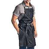 hedley & bennett Essential Apron - Heavy-Duty Denim Kitchen Apron with Pockets & Towel Loop - Professional Chef Workwear for Cooking & Grilling - Jack Navy