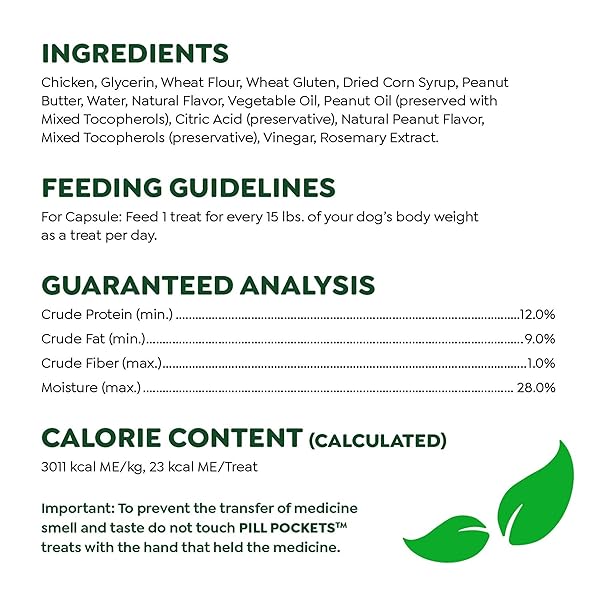 GREENIES PILL POCKETS FOR DOGS LARGE SIZE, DOG TREAT POUCH FOR CAPSULE MEDICATION, PEANUT BUTTER FLAVOR, 15.8 OZ. POUCH
