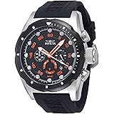 Invicta Men's Speedway 50mm Stainless Steel and Black Polyurethane Chronograph Quartz Watch, Black (Model: 20305)