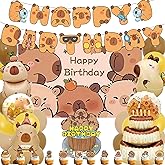 Tyotrbs 42Pcs Capybara Birthday Party Decorations, Capybara Party Supplies including Backdrop, Cake Toppers, Table Centerpieces, Balloons for Capybara Birthday Party