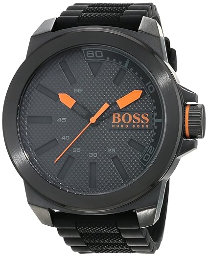 Hugo Boss Orange New York Herren-Armbanduhr Quartz mit schwarzem Silikon Armband 1513004