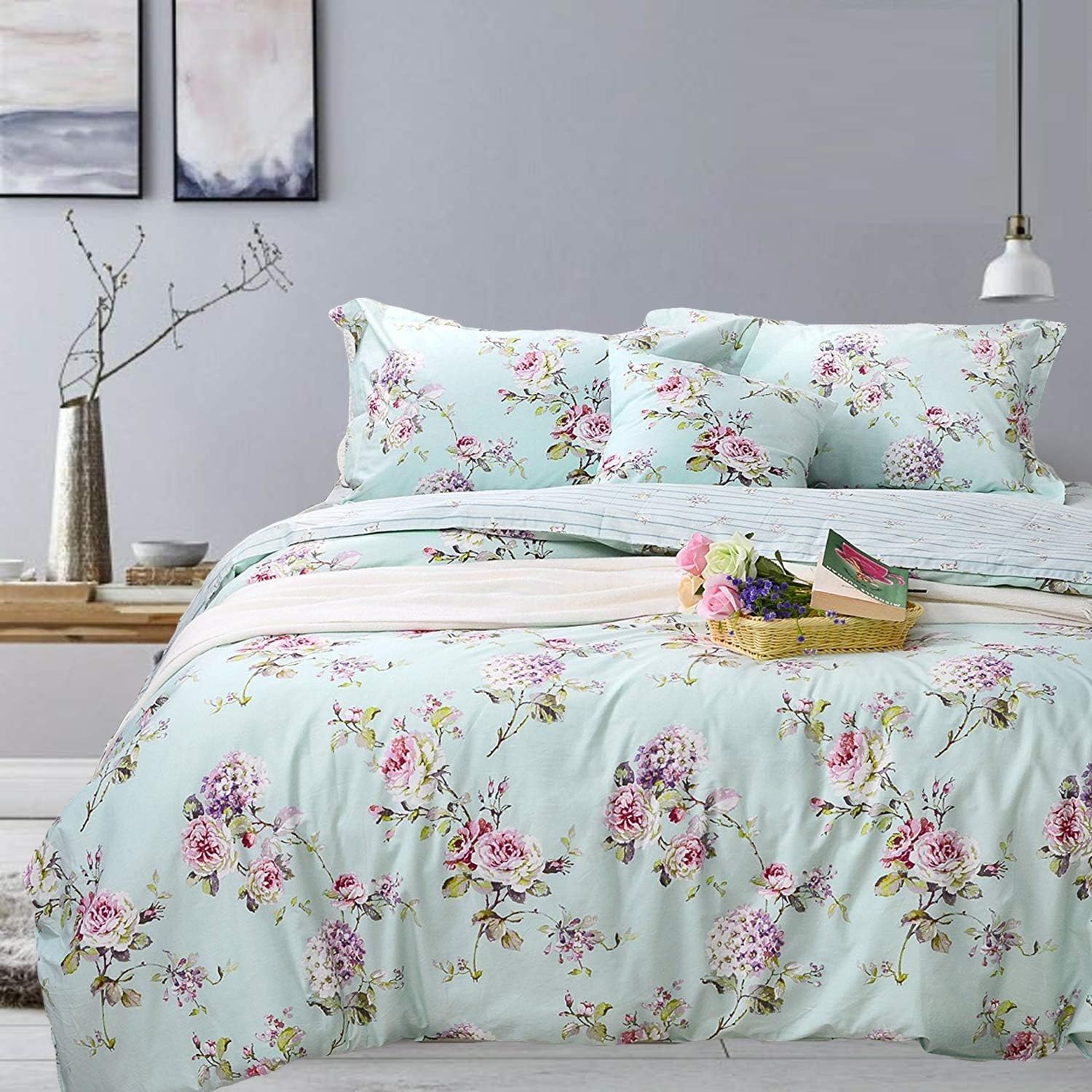 FADFAY French Country Duvet Cover Set King/California King 100 Cotton