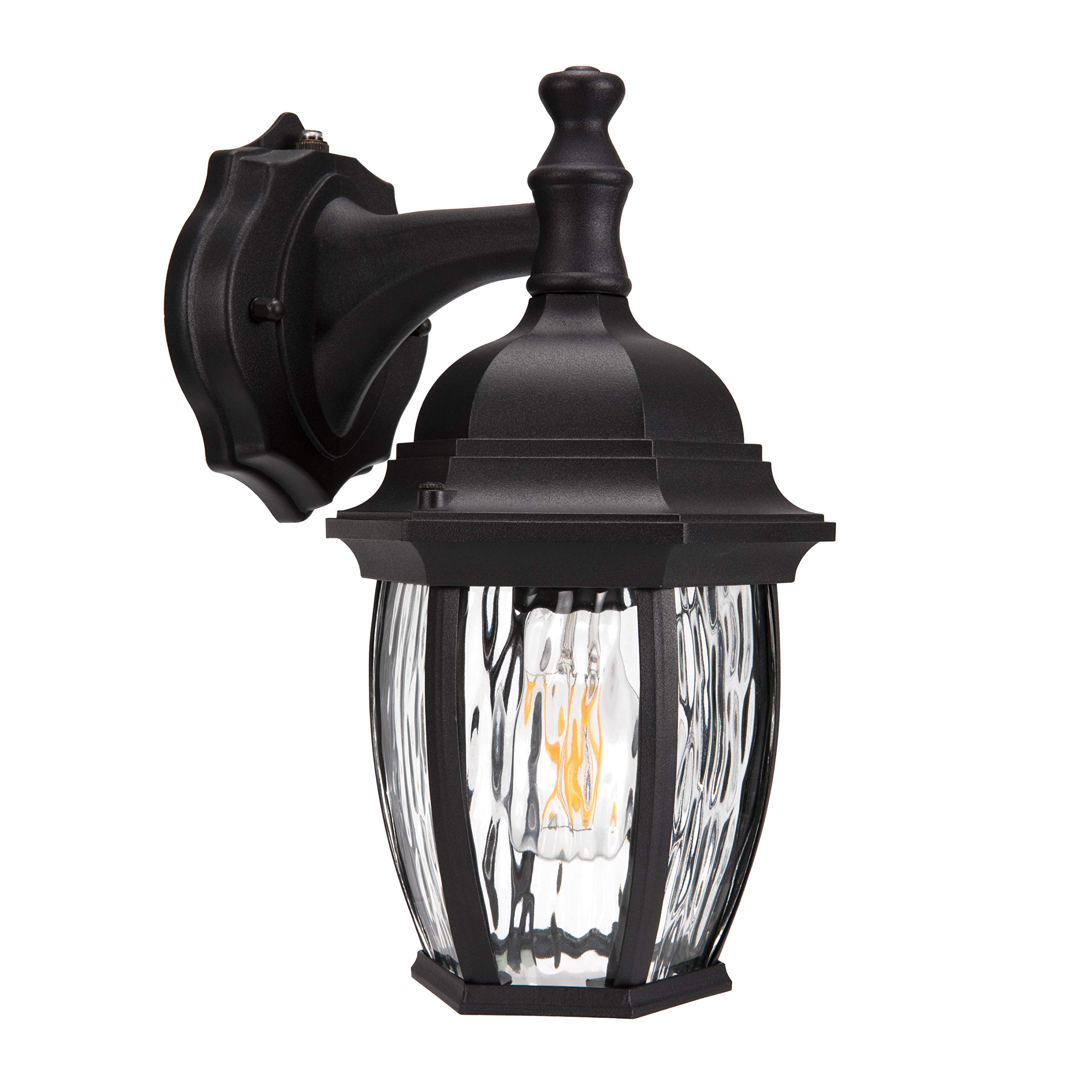 Photo 1 of -Path Dusk To Dawn Outdoor Wall Lantern, Wall Sconce as Porch Lighting Fixture with E26 Medium Base Max 60W, Aluminum Housing with Glass Shade, Matte Black Finish