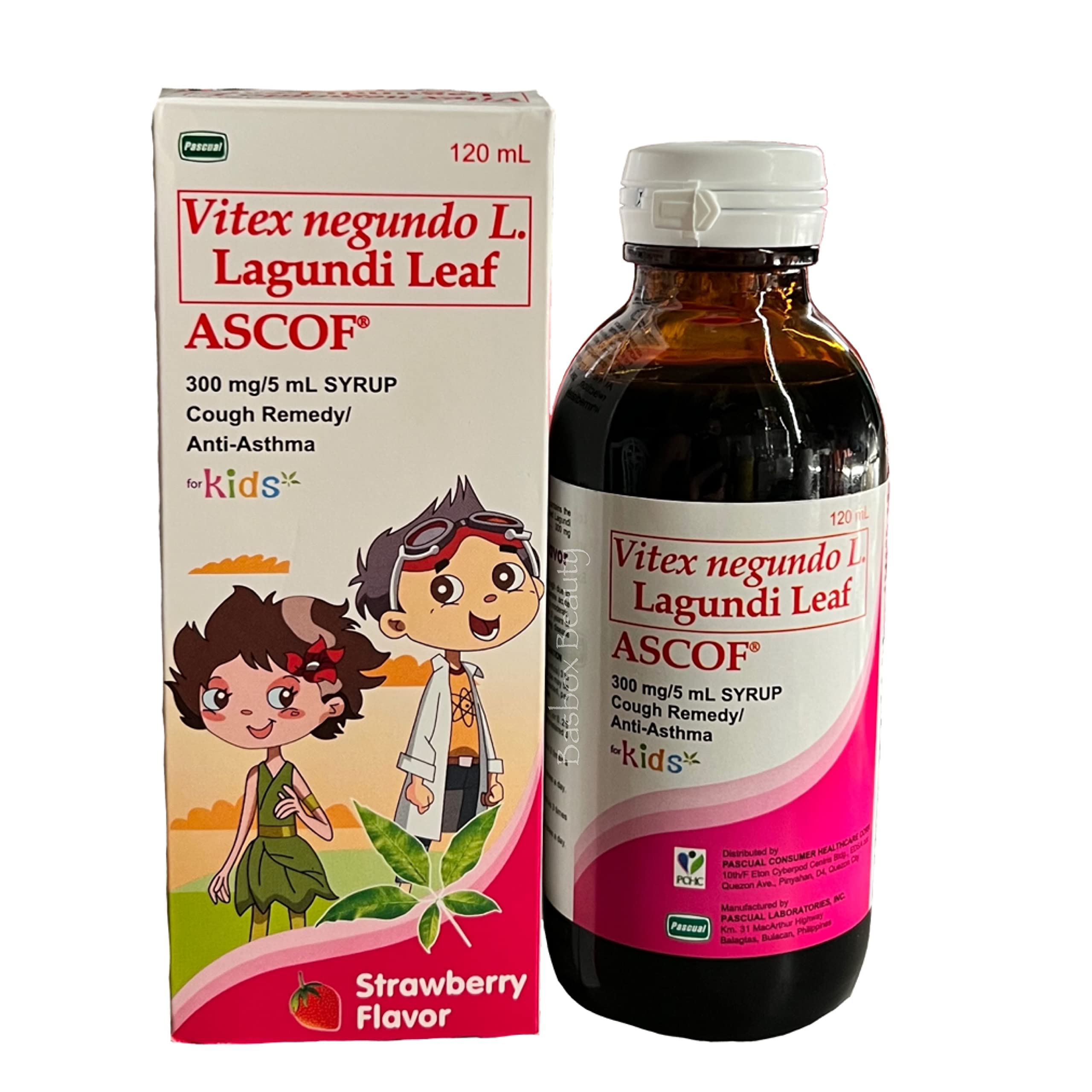 Ascof Forte Lagundi Leaf Syrup for Kids, Strawberry Flavor, 120ml in Oman Whizz Cough Syrups