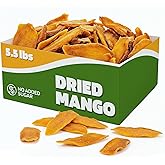 Fruitcraft Dried Mango No Sugar Added 5.5lbs | Pure, Fresh Mango Chunks Flavor in Bulk | All-Natural Dried Mangoes for Snacking, Baking, and More | Premium Dry Fruit Mango Slices
