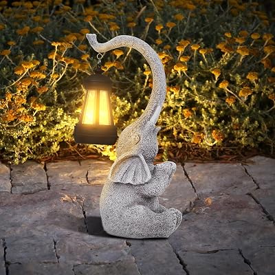 RICHIE Elephant Statue Garden Decor Solar LED Outdoor Light 4.52in