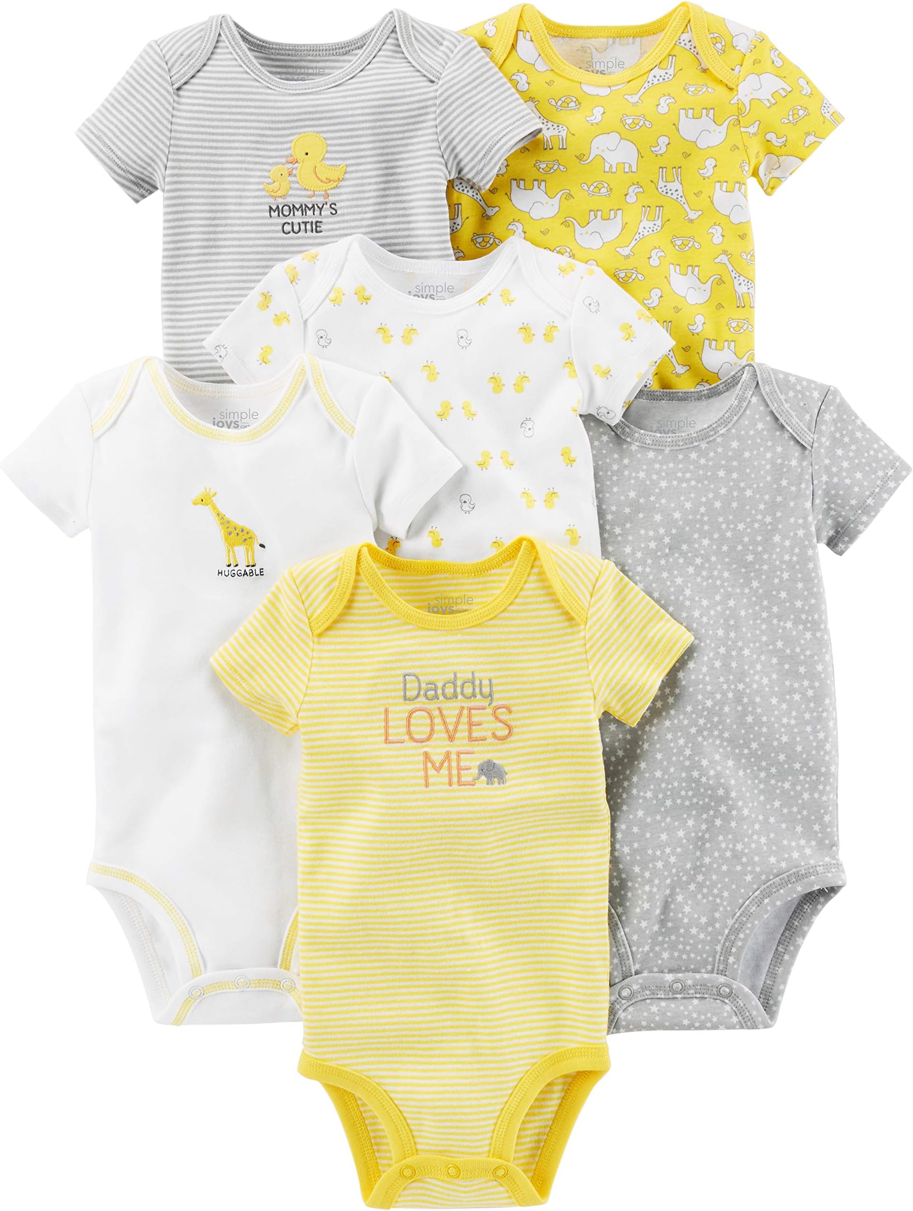 Simple Joys by Carter's Girls' 6-Pack Neutral Short-Sleeve Bodysuit