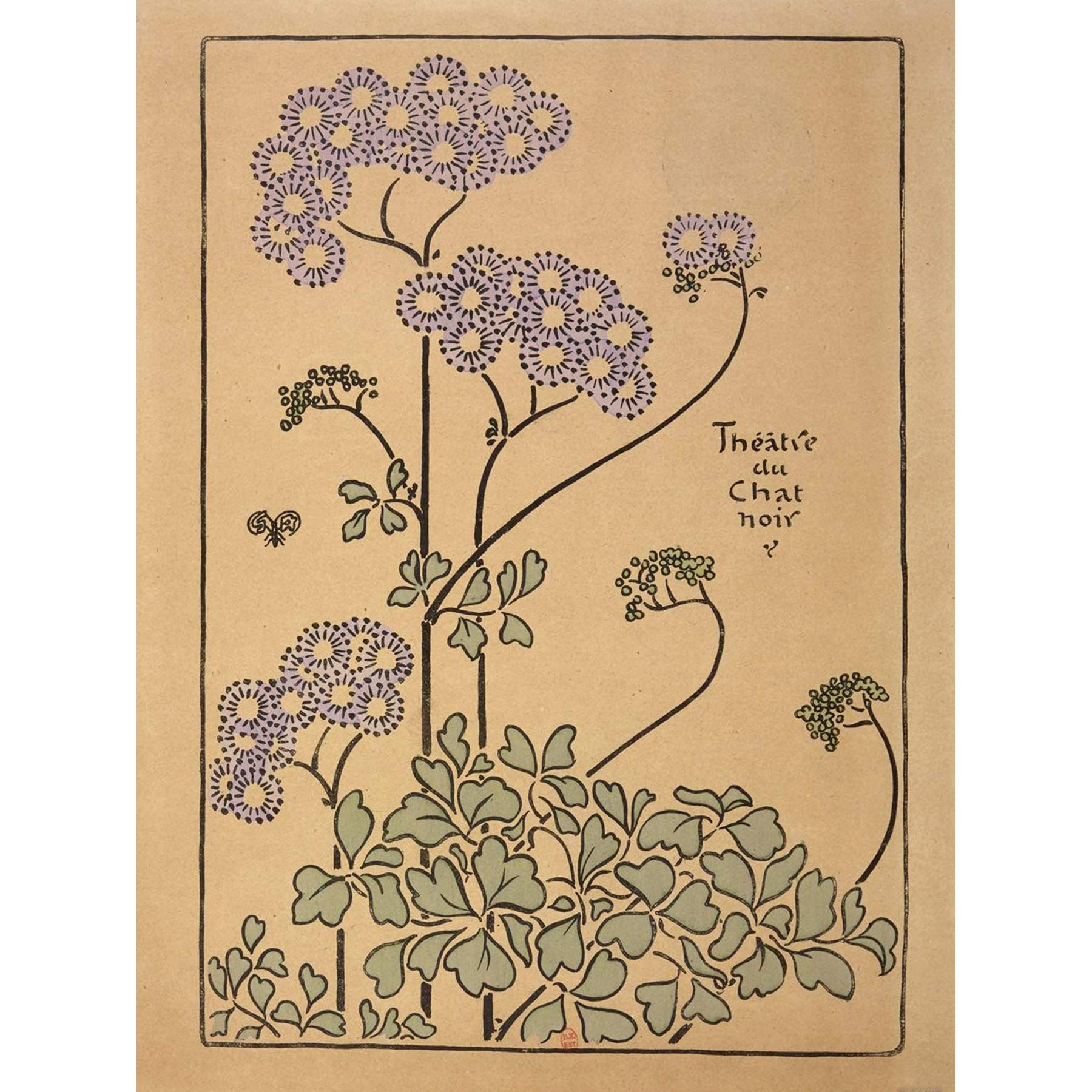 Auriol Theatre Chat Noir Program Cover Flowers Extra Large Wall Art Print Premium Canvas Mural