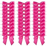 7Rainbows 30pcs Boutique 2.5" Hot Pink Satin Ribbon Twist Tie Bows for Tying Up Packages Gift Wrapping