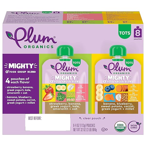 PLUM ORGANICS, FOOD POUCH MIGHTY 4 PROTEIN & FIBER, 32 OUNCE