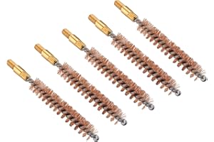 BOOSTEADY 5 Pcs Phosphor Bristle Bronze Bore Gun Cleaning Brush for Pistol Shotgun with 50 Professional Square Patches Multi-Caliber