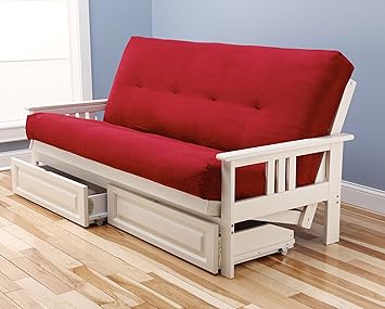 Amazon Com Mission Style Wood Frame Antique White Futon With