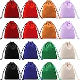 Shappy 16 Pieces Mini Dice Bags Velvet Drawstring Bag 4.1 x 3.3 Inch Drawstring Pouches Velour Christmas Storage Pouches for Dice, Jewelry, 8 Colors