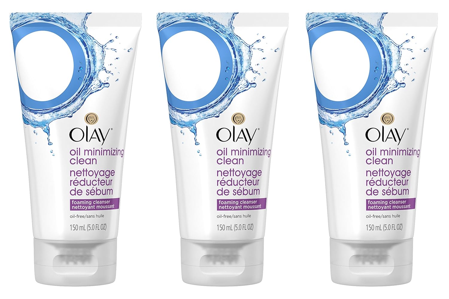 Face Wash by OLAY Oil Minimizing Clean, Foaming Cleanser 5 oz (Pack of 3)